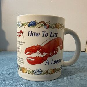 How to Eat a Lobster Coffee Mug Tea Cup Cape Shore Yarmouth Maine,BoothbayHarbor